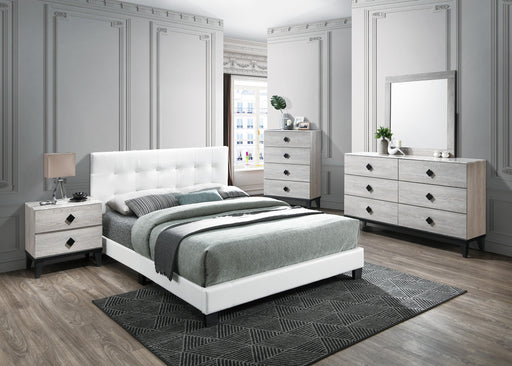 Chyuan Queen Bed/White Pu in White / Black - Visions in Furniture (La Mirada, CA)