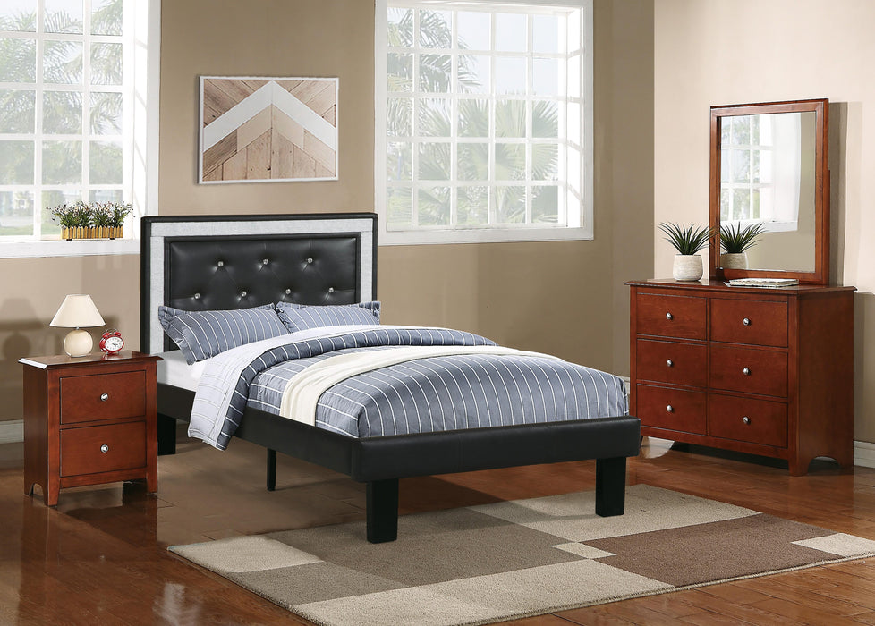 Chyuan Twin Bed/Pu-Ash Black in Black / Espresso