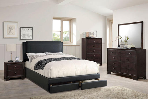 Liihcc E.King Bed/Black Pu in Black / Black - Visions in Furniture (La Mirada, CA)