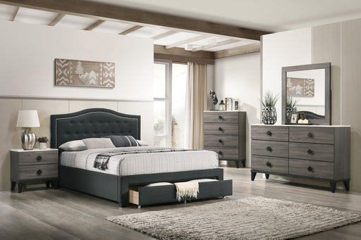Liihcc Ek Bed Charcoal Burlap in Charcoal / Black - Visions in Furniture (La Mirada, CA)