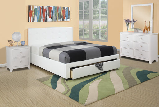 Liihcc Queen Bed W/Drawer-Pu White in White / Black - Visions in Furniture (La Mirada, CA)
