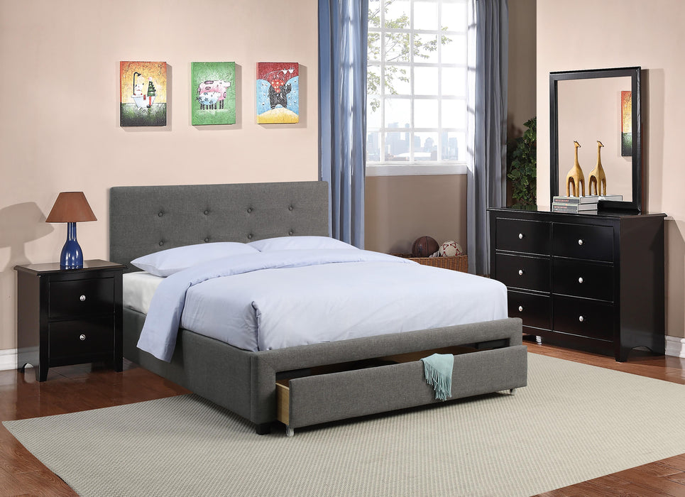 Liihcc Queen Bed W/Drawer in Grey / Black