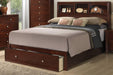 Liihfd Queen Bed W. Storage Headboard/Footboard in Brown Cherry - Visions in Furniture (La Mirada, CA)