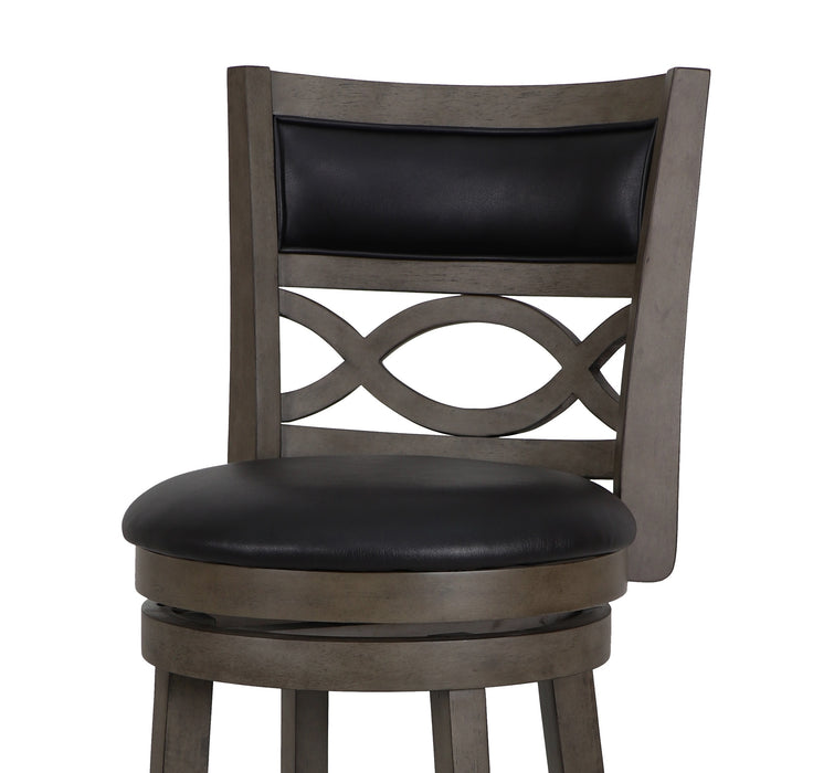 Manchester 29" Bar Stool W/Black Pu Cushions-Gray