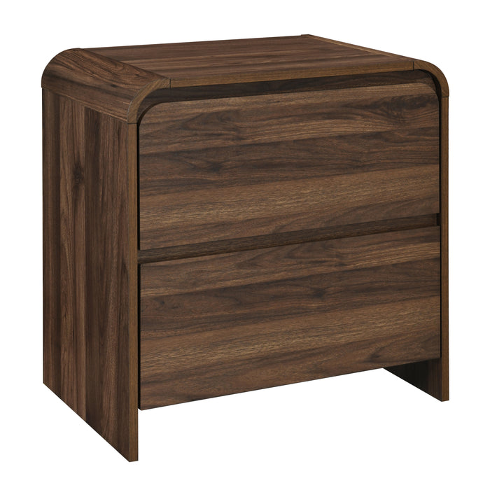 Mara Two Drawer End Table / Bedside Table-Walnut