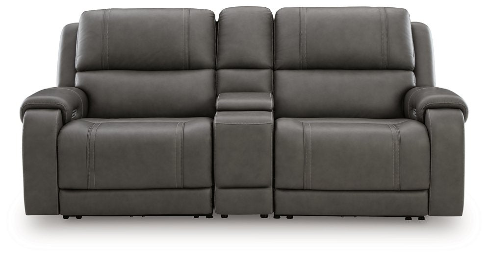 5Z - Pittson Power Reclining Sectional Loveseat with Console - Visions in Furniture (La Mirada, CA)