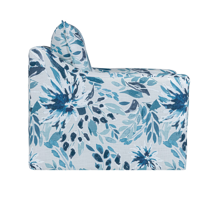 Sylvie Swivel Chair-Blue And White Print