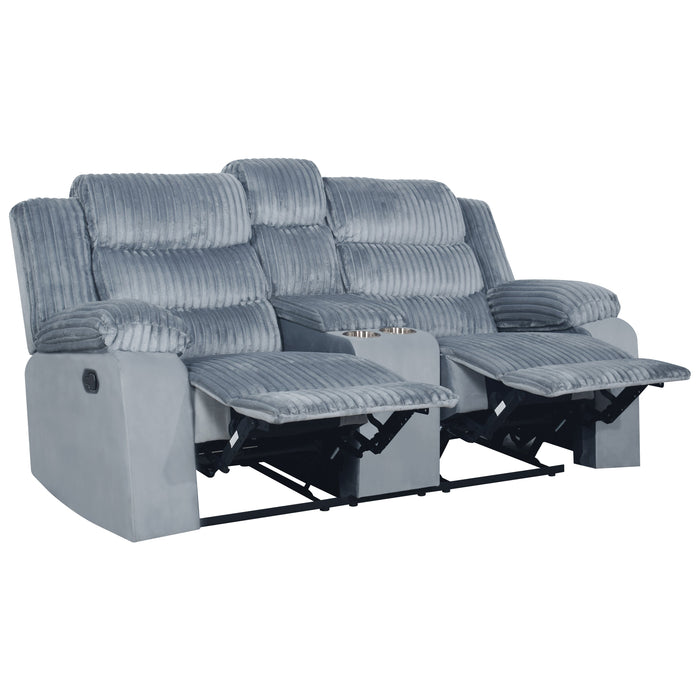 Willow Console Loveseat W/ Dual Recliners-Gray