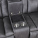 Morello Console Loveseat W/ Dual Recliners-Gray