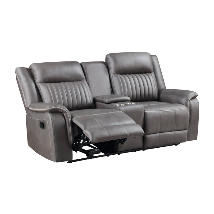 Enzo Console Loveseat W/ Dual Recliners--Gray