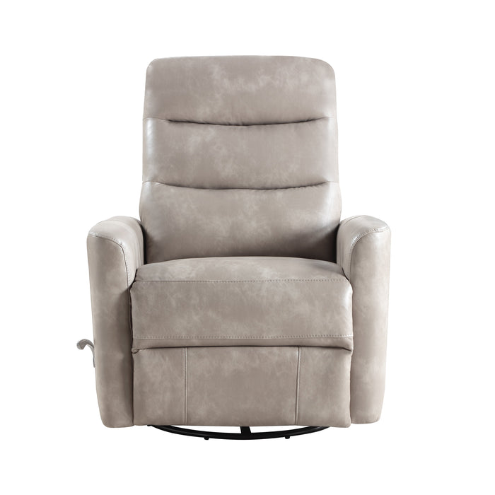 Takami Swivel Recliner-Gray Vegan Leather