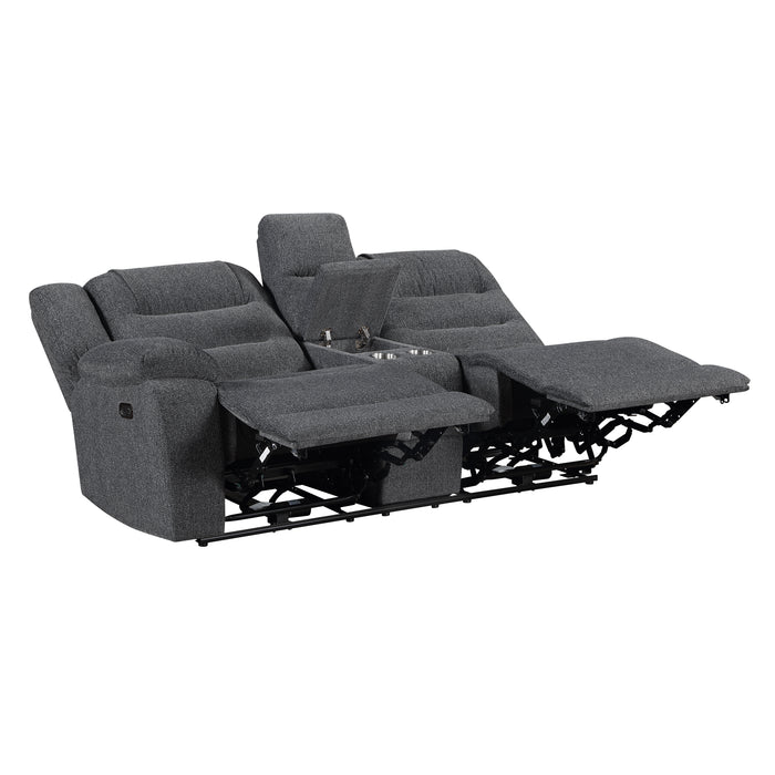 Redondo Laf Console Loveseat W/ 2 Recliners Pwr Fr-Dk Gray