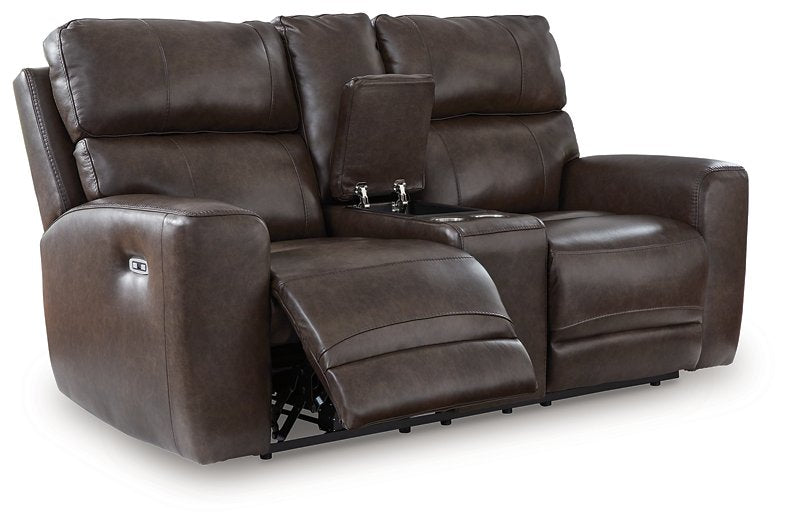 Crossplex Power Reclining Loveseat with Console - Visions in Furniture (La Mirada, CA)