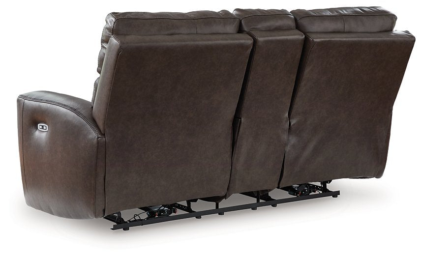 Crossplex Power Reclining Loveseat with Console - Visions in Furniture (La Mirada, CA)