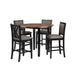 Potomac 42" Round Counter Table & 4 Chairs -Brown/Black