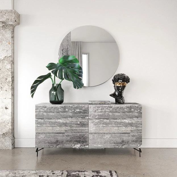 Lamont + Aria - Modern Beige Fabric + Grey Texture 4-Piece Bedroom Set