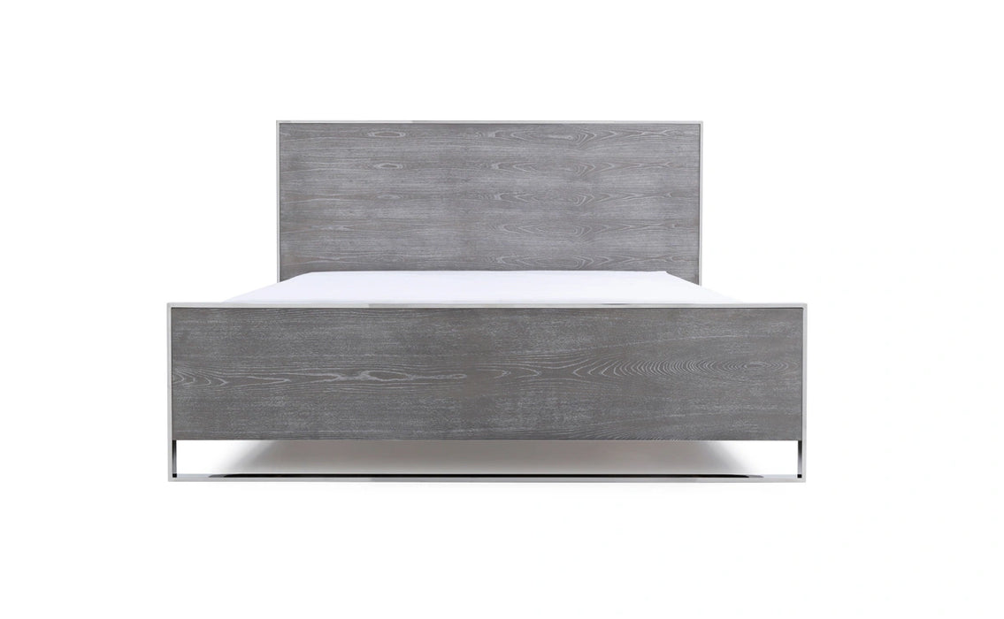 Charlene Modern Grey Elm & Stainless Steel Bed