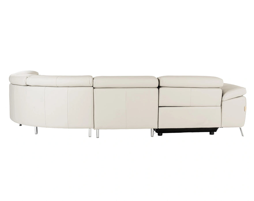Mini Wonder - Italian Modern Grey Leather Sectional Sofa with Left Facing Recliner