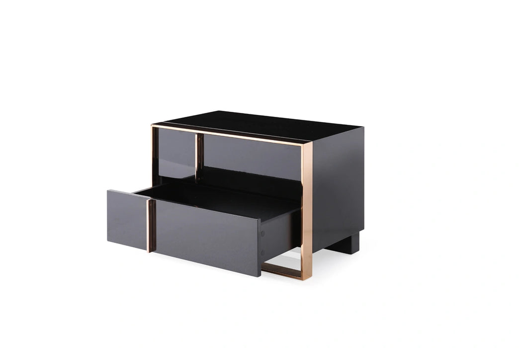 Cartier Modern Black & Rosegold Bedroom Set