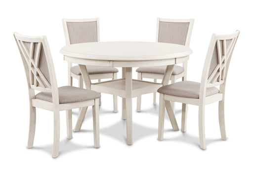 Amy 5 Pc 47" Round Dining Set- Bisque