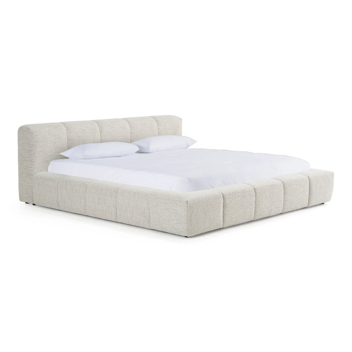 Lamont + Rado - Modern Beige Fabric + Walnut 4-Piece Bedroom Set