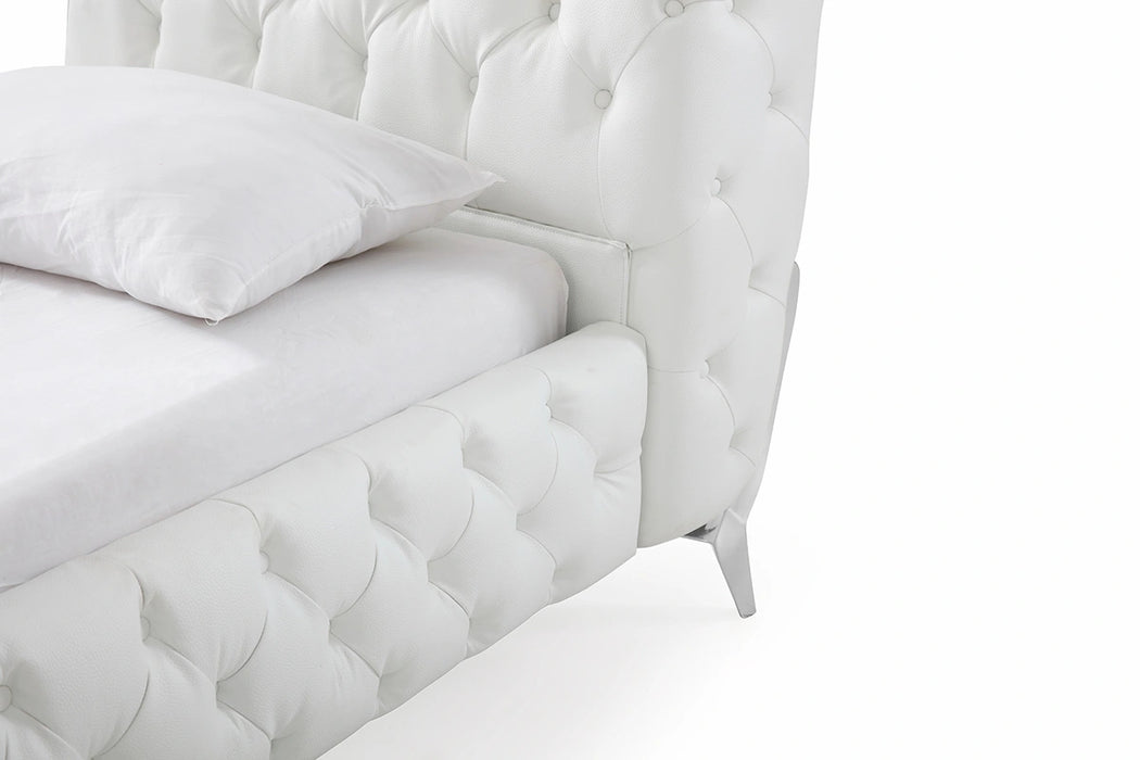 Legend Modern White Bonded Leather Bed