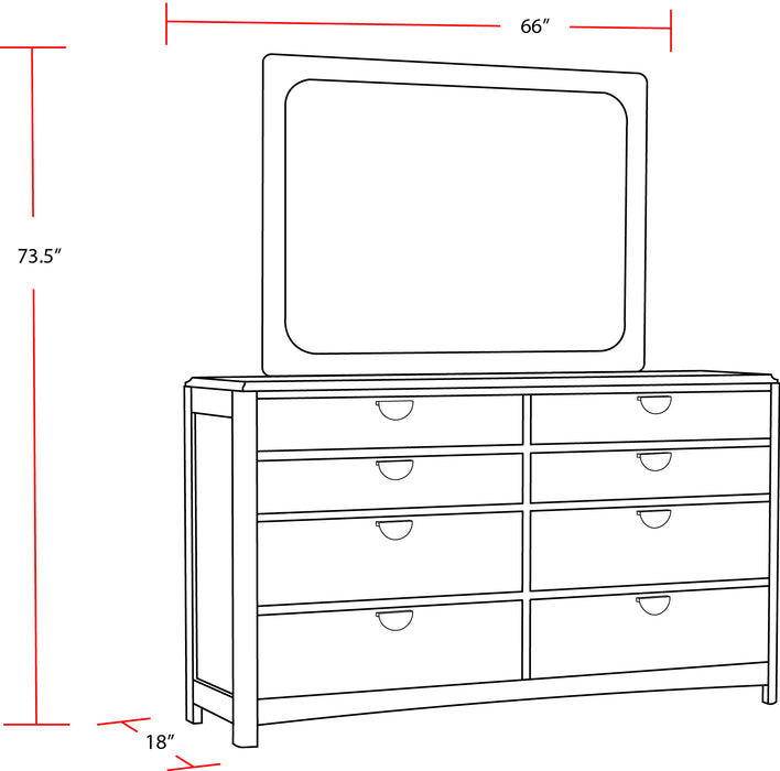 Parker House Escape - Bedroom 8 Drawer Dresser and Mirror