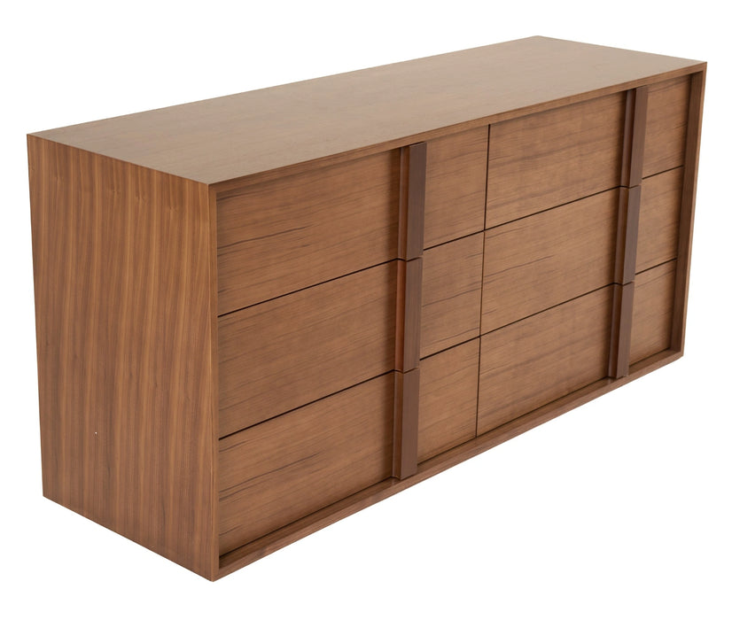Lambert + Berlin - Modern Beige Fabric + Walnut 4-Piece Bedroom Set