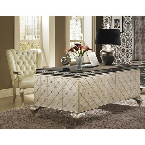 AICO Hollywood Swank Desk Chair in Creamy Pearl 03244-14 - Visions in Furniture (La Mirada, CA)