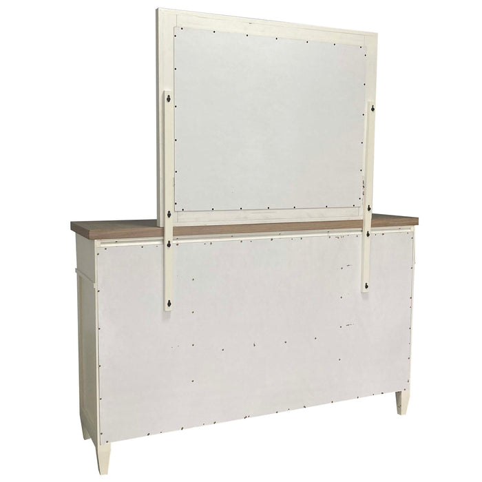 Parker House Americana Modern Bedroom Queen Platform Bed 2 Nightstands and Dresser with Mirror