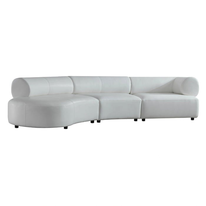 Stuart - Contemporary White Leather Left Facing Chaise Sectional Sofa