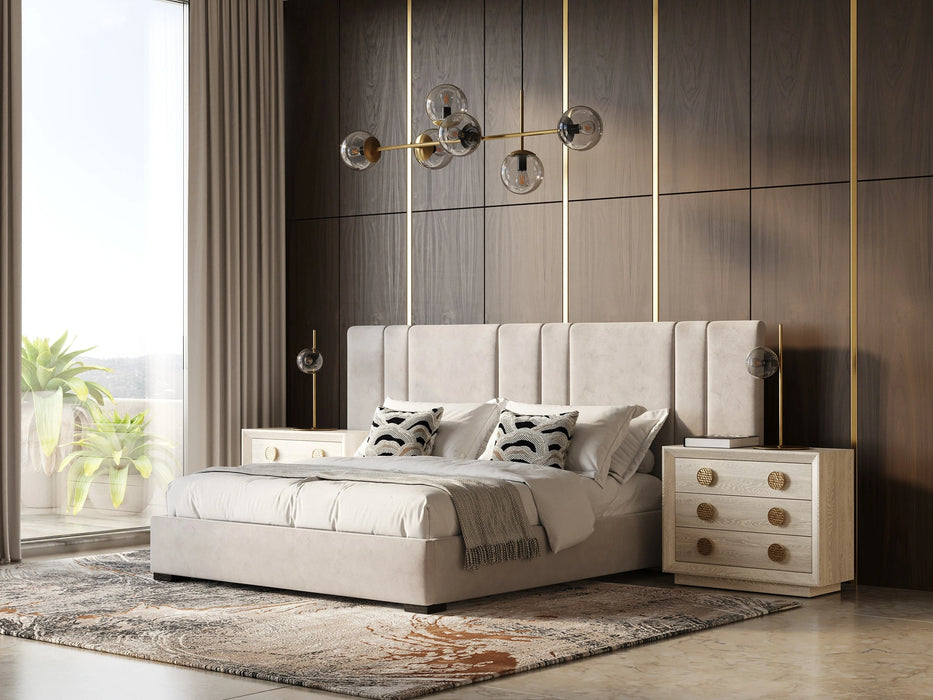 Penelope - Modern Beige Velvet Bed