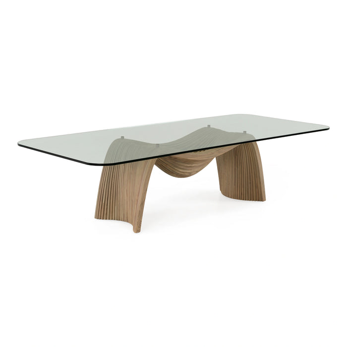 Pangea - Mid-Century Modern Glass + Buckwheat Ash Rectangular Dining Table