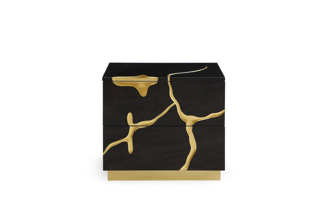 Aspen - Modern Black + Gold Bed + Nightstands
