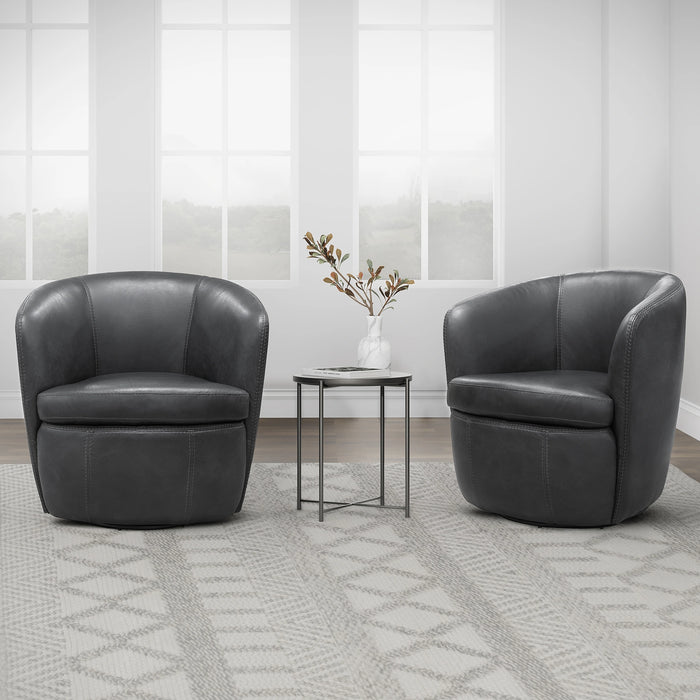 Parker Living Barolo 100% Italian Leather Swivel Club Chair Two Pack