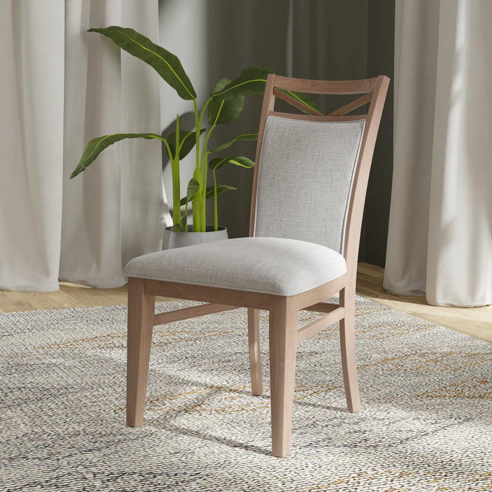 Parker House Americana Modern Dining 48 inch Round Extendable Dining Table and 4 Upholstered Chairs