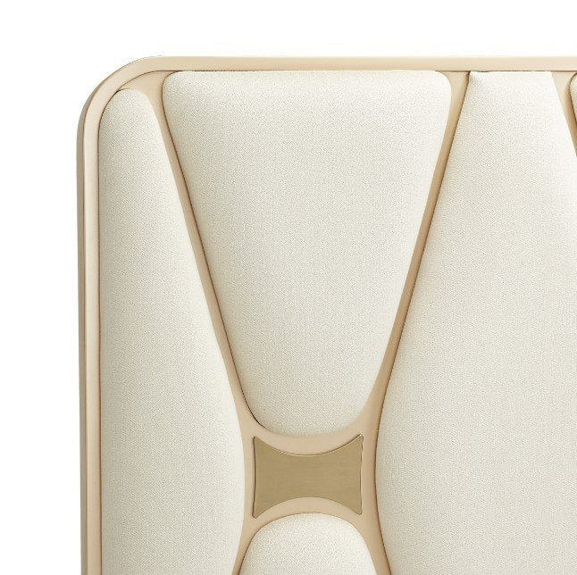 AICO La Rachelle Cal King Upholstered Panel Bed in Medium Champagne - Visions in Furniture (La Mirada, CA)