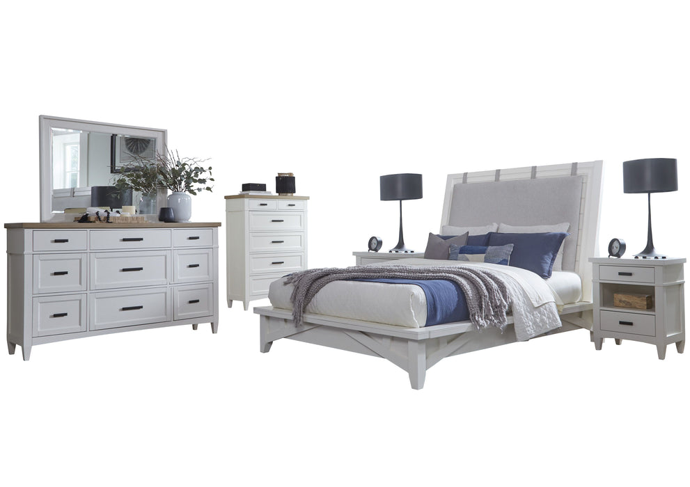 Parker House Americana Modern Bedroom King Platform Bed 2 Nightstands Dresser with Mirror and Chest