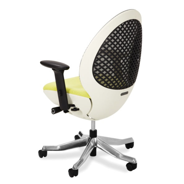 AICO Furniture AOS Linq Mid Back Chair-Snow finished body in Mustard fabric seat with Polished Aluminum base - Visions in Furniture (La Mirada, CA)