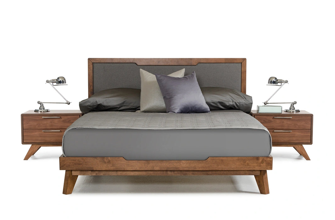 Soria Mid-Century Grey & Walnut Bedroom Set