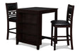 Gia 3 Pc 30" Storage Counter Table & 2 Chairs-Ebony
