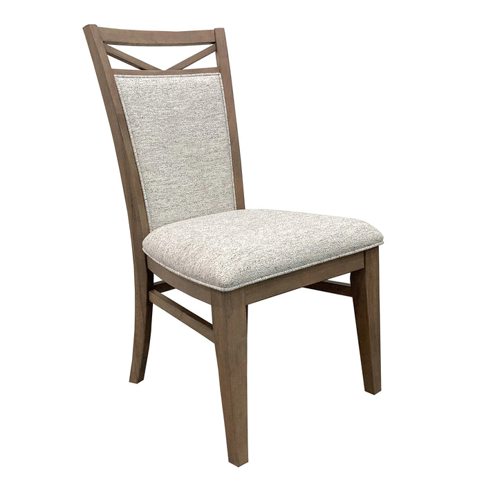 Parker House Americana Modern Dining 48 inch Round Extendable Dining Table and 4 Upholstered Chairs