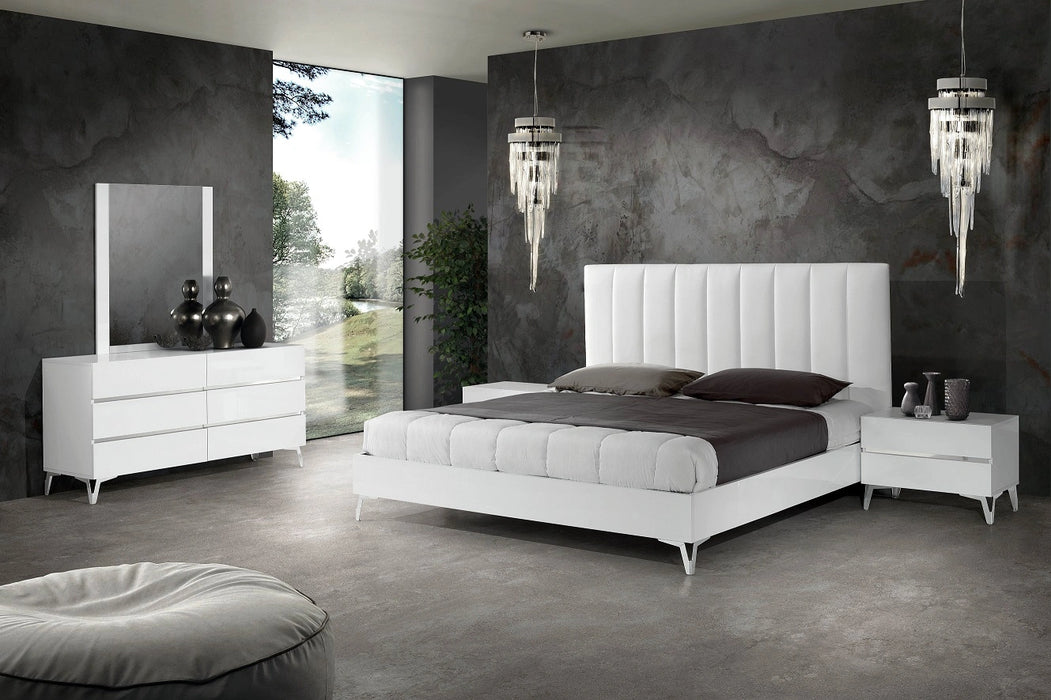 Angela - Italian Modern White Eco Leather Bed