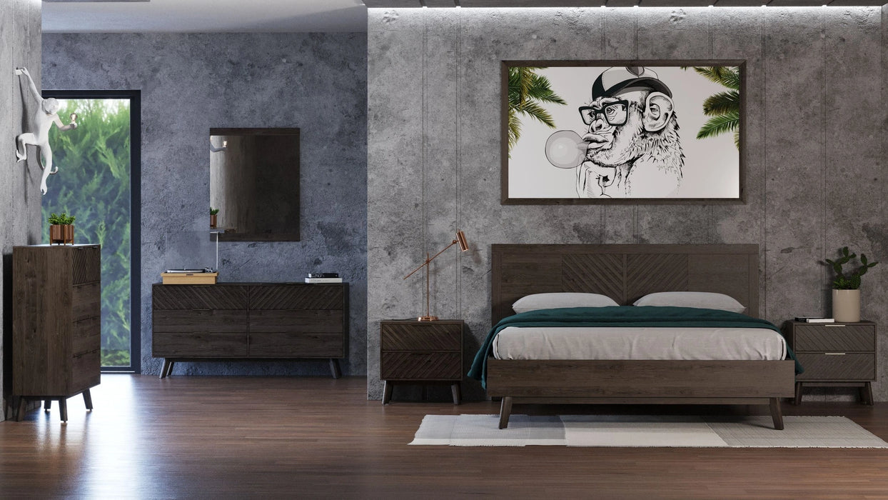 Daisy Mid-Century Dark Acacia Bed