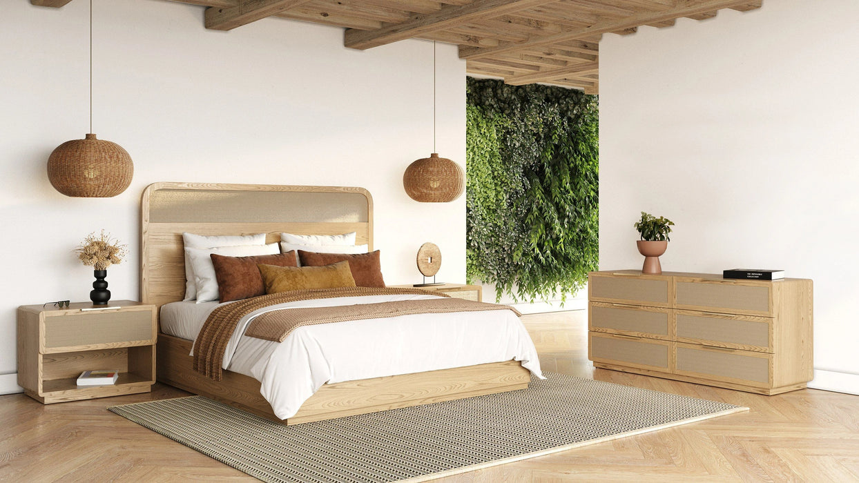 Gavin - Modern Natural Ash + Rattan 4-Piece Bedroom Set