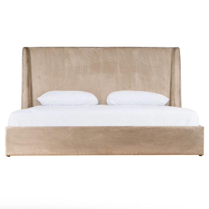 Roma - Modern Taupe Microfiber Upholstered Bed