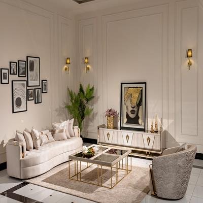 AICO Carmela Cocktail Table in Shimmer Ivory - Visions in Furniture (La Mirada, CA)