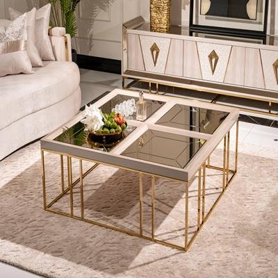 AICO Carmela Cocktail Table in Shimmer Ivory - Visions in Furniture (La Mirada, CA)