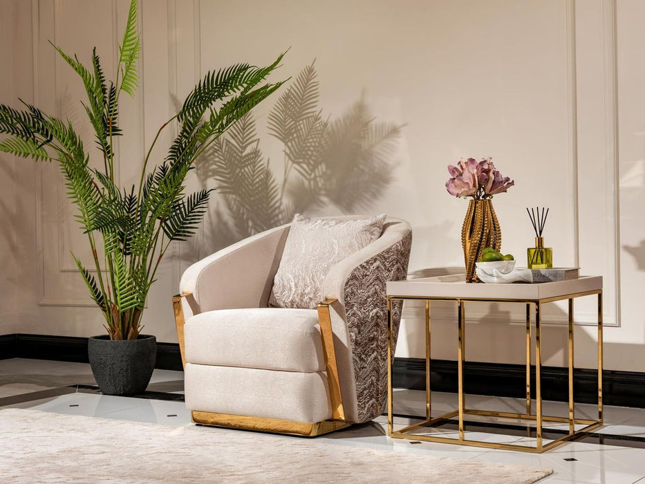 AICO Carmela Side Table in Shimmer Ivory - Visions in Furniture (La Mirada, CA)