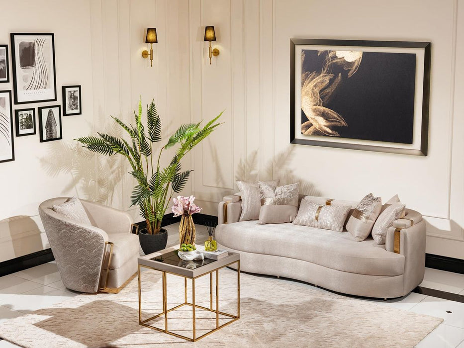 AICO Carmela Side Table in Shimmer Ivory - Visions in Furniture (La Mirada, CA)